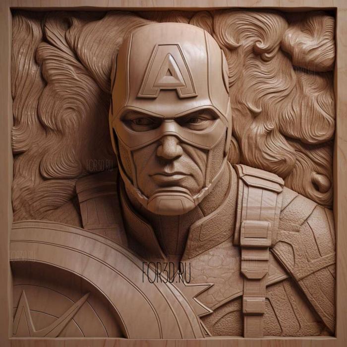 Captain America 2 stl model for CNC